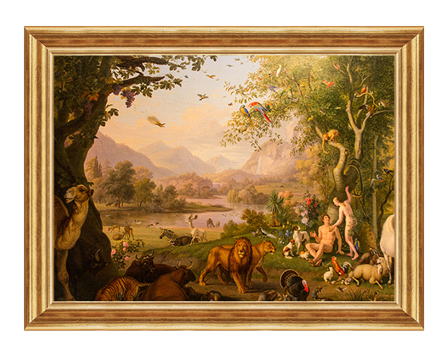 Adam i Ewa w raju - Scena Biblijna - Obraz na plotnie