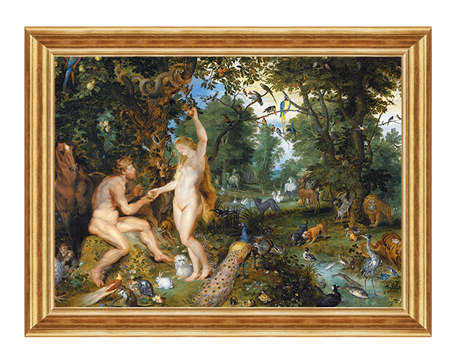 Adam i Ewa w raju - Scena Biblijna - Obraz na plotnie